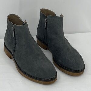 ITALEAU WOMENS SIZE 38.5 Gray Suede/LEATHER Ankle Boots - Zip Detail HAND MADE
